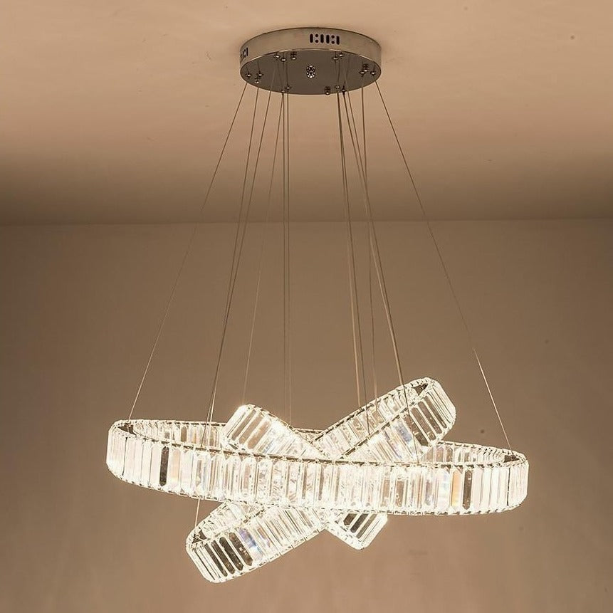 Chrome Crystal 3 Tier Pendant Light Modern Chandelier